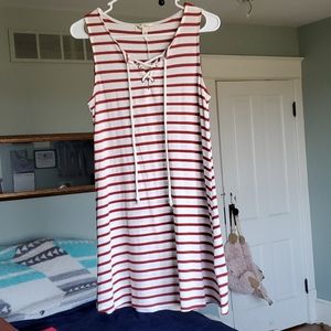 Red and white striped dress